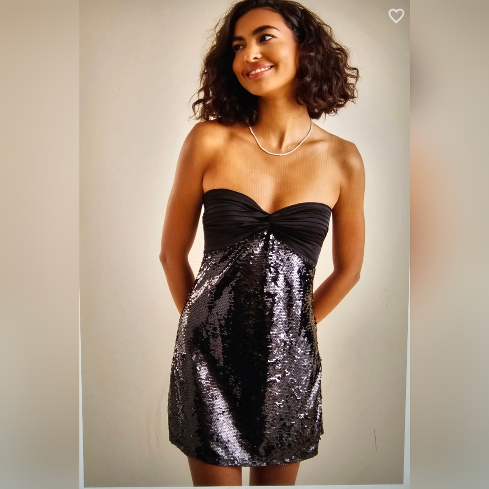 Altar'd State Black Sequin Strapless Dress